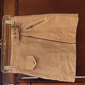 BLANKNYC | 100% Leather Moto Mini Skirt in Bare It All Tan Beige - size 26